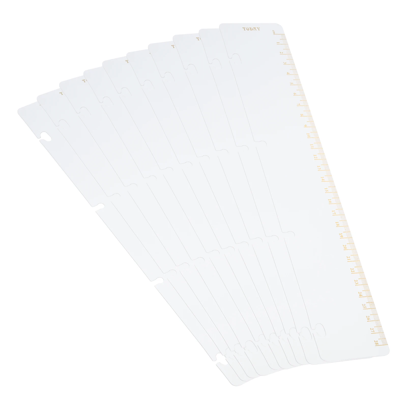 10Pcs Bookmark Ruler Snap-in Ruler Page Marker Book Mark Measuring Tools Drawing Tool for A4/A5/A6 Binder Notebook Gold/Clear