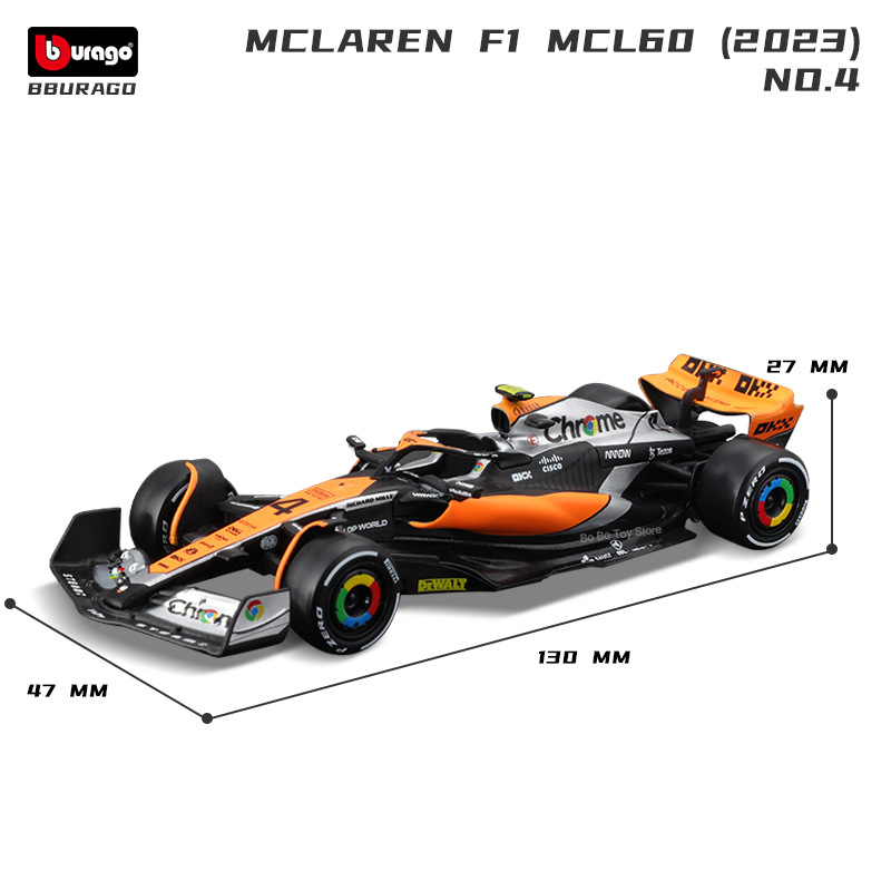Bburago 1:43 McLaren 2024 MCL38 Miami GP Formule Racing Legering Model Auto Speelgoed