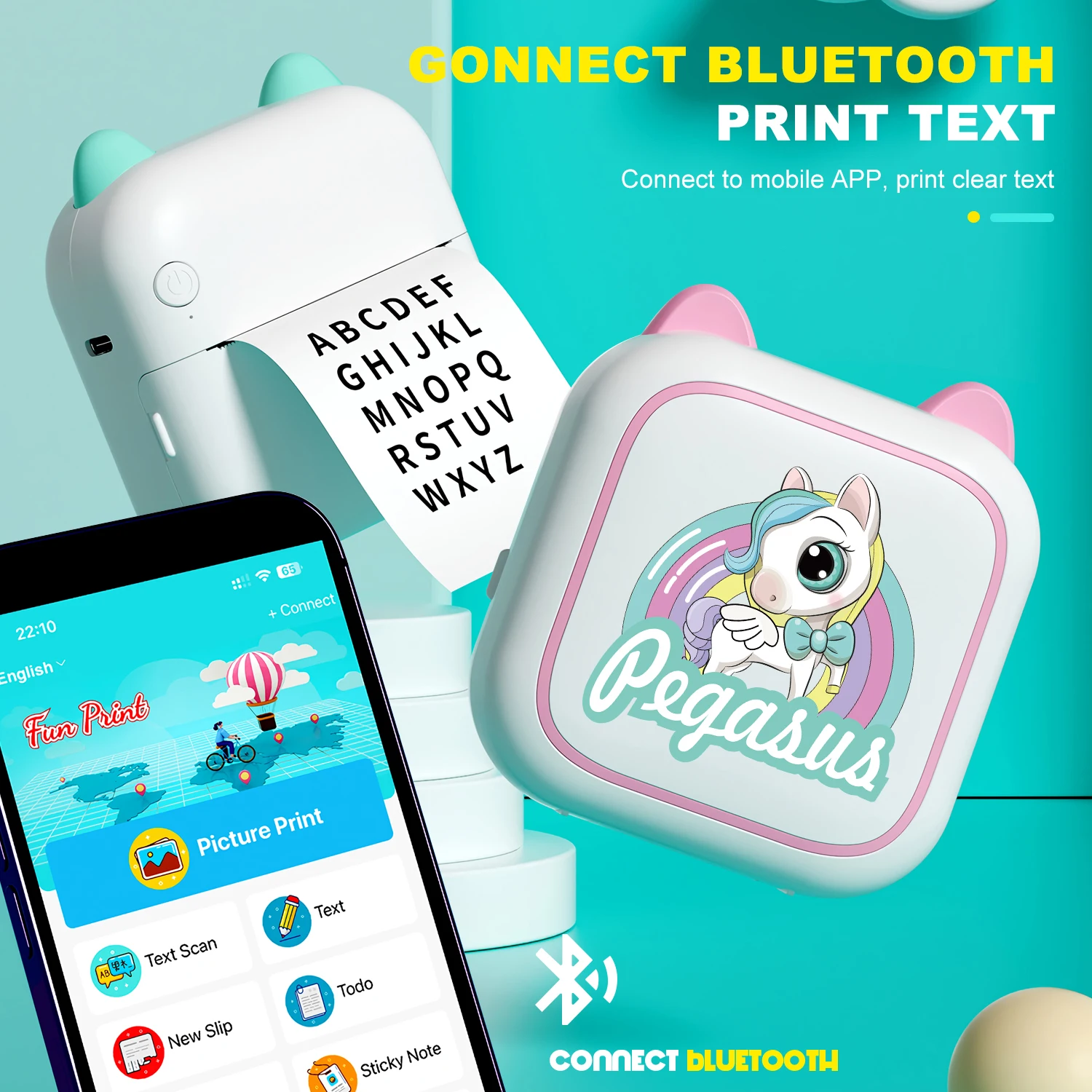 มินิพ็อกเก็ตไร้สายเครื่องพิมพ์ความร้อนสําหรับ Android IOS BT Inkless การพิมพ์ของขวัญสําหรับป้ายใบเสร็จรับเงิน Photo Notes Study Home Office