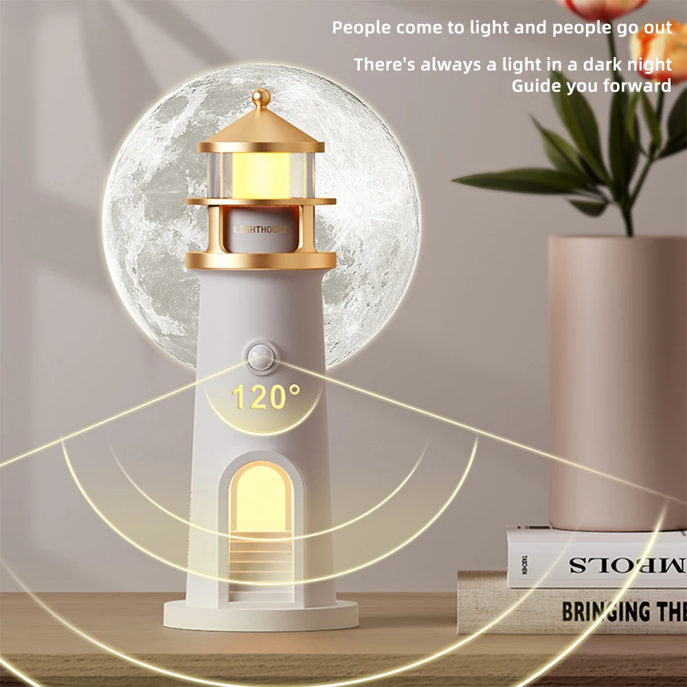 Luci di proiezione lunare trasparenti, interruttori di rilevamento umano sensibili e luci notturne con funzioni di luminosità lunga commutabile