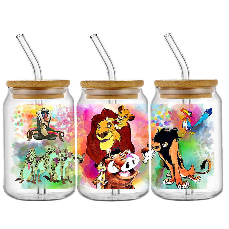 Disney Princess Bambi the Lion King UV DTF Sticker for 16ozCup Wrap Transfer Sticker Custom Label DIY Self adhesive