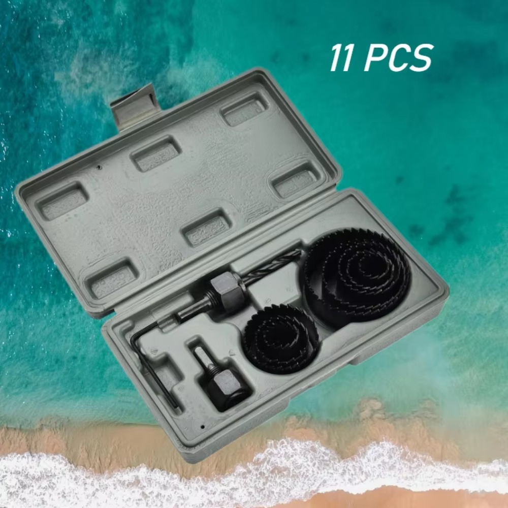 11 Set Gat 19/22/29/32/38/44/51/64 MM Zaagboor Set met Zeshoekige Sleutels Boor Set voor Zachte Houtbewerking boor