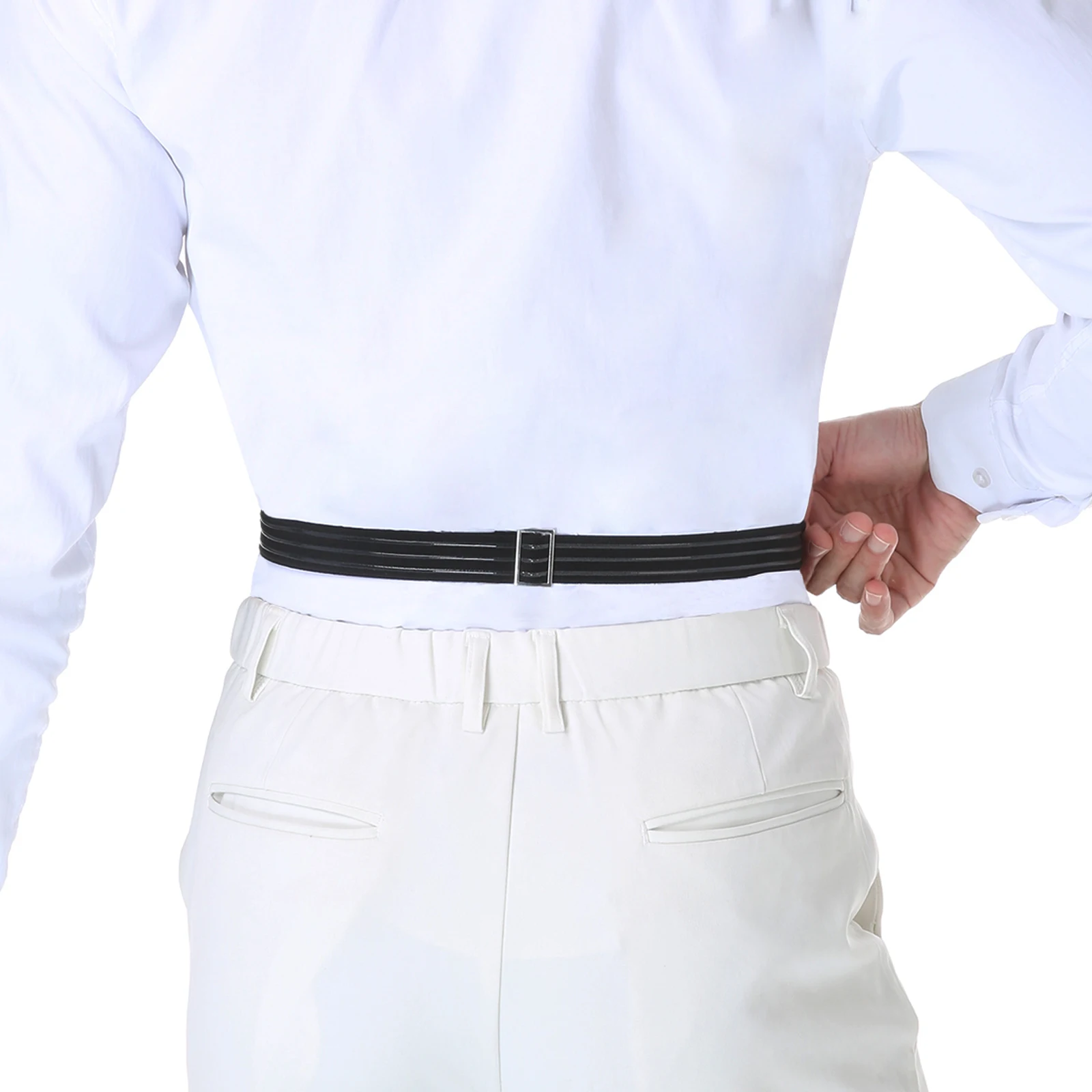 Cinturón elástico antiarrugas para hombre y mujer, soporte antideslizante ajustable para mantener la camisa, cinturón de bloqueo, 2,5 cm/1 pulgada