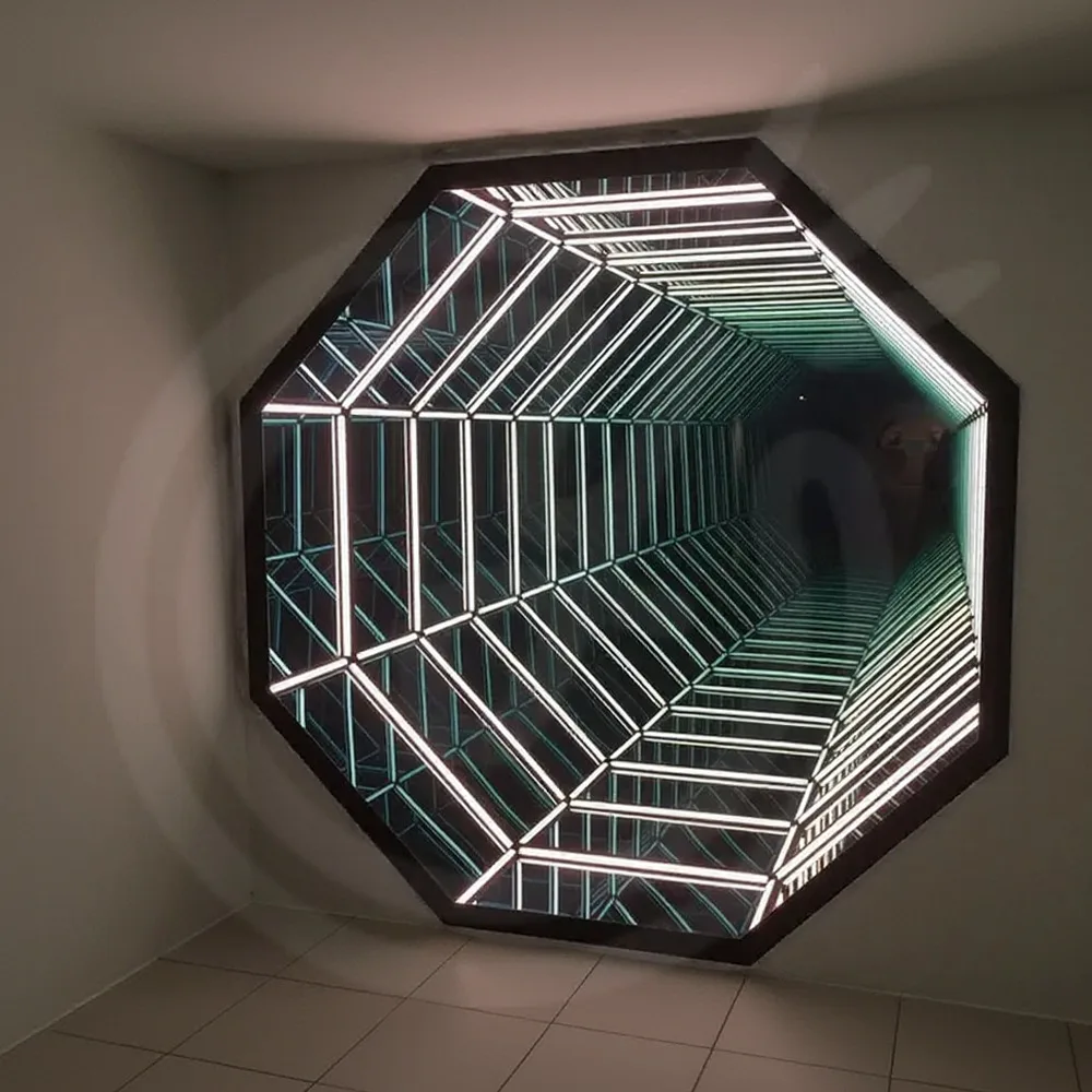 Specchio infinito personalizzato con lettere illuminate per interni, cartello LED 3D per reception, decorazione da parete luminosa per casa o lavoro