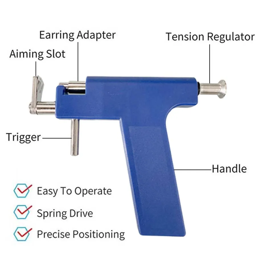 Kit professionale per pistola per piercing all'orecchio con 98 pezzi di orecchini a bottone in acciaio inossidabile-Piercing per pistola di sicurezza