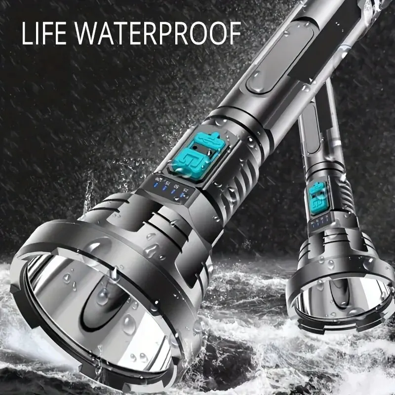 Linternas ABS de tamaño largo Antorcha LED brillante recargable con cable USB 3 modos impermeables para acampar senderismo pesca