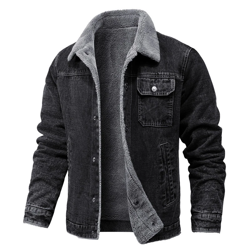 DIMUSI hommes veste d'hiver mode hommes revers Sherpa polaire doublé épaissir Denim Jean camionneur Jacke hommes Jeans manteaux vêtements 5XL