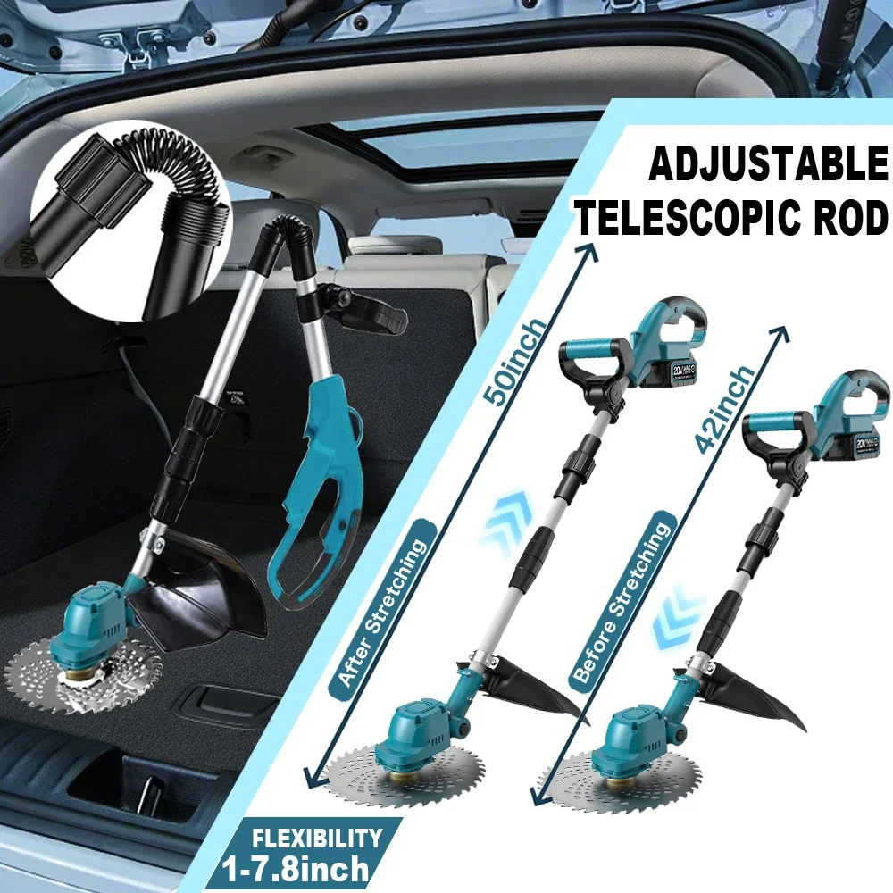 Cortador de grama elétrico sem escova, 9 polegadas, sem fio, jardim, aparador de grama, dobrável, ferramentas de capinação para makita, bateria de 18v