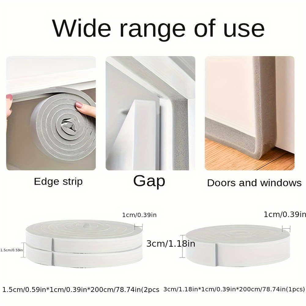 1/2pcs Self-กาวฟองน้ําซีลตัดกันน้ํา Soundproof กระจก Impact Seal กรอบประตูตู้สวมใส่เครื่องมือป้องกัน