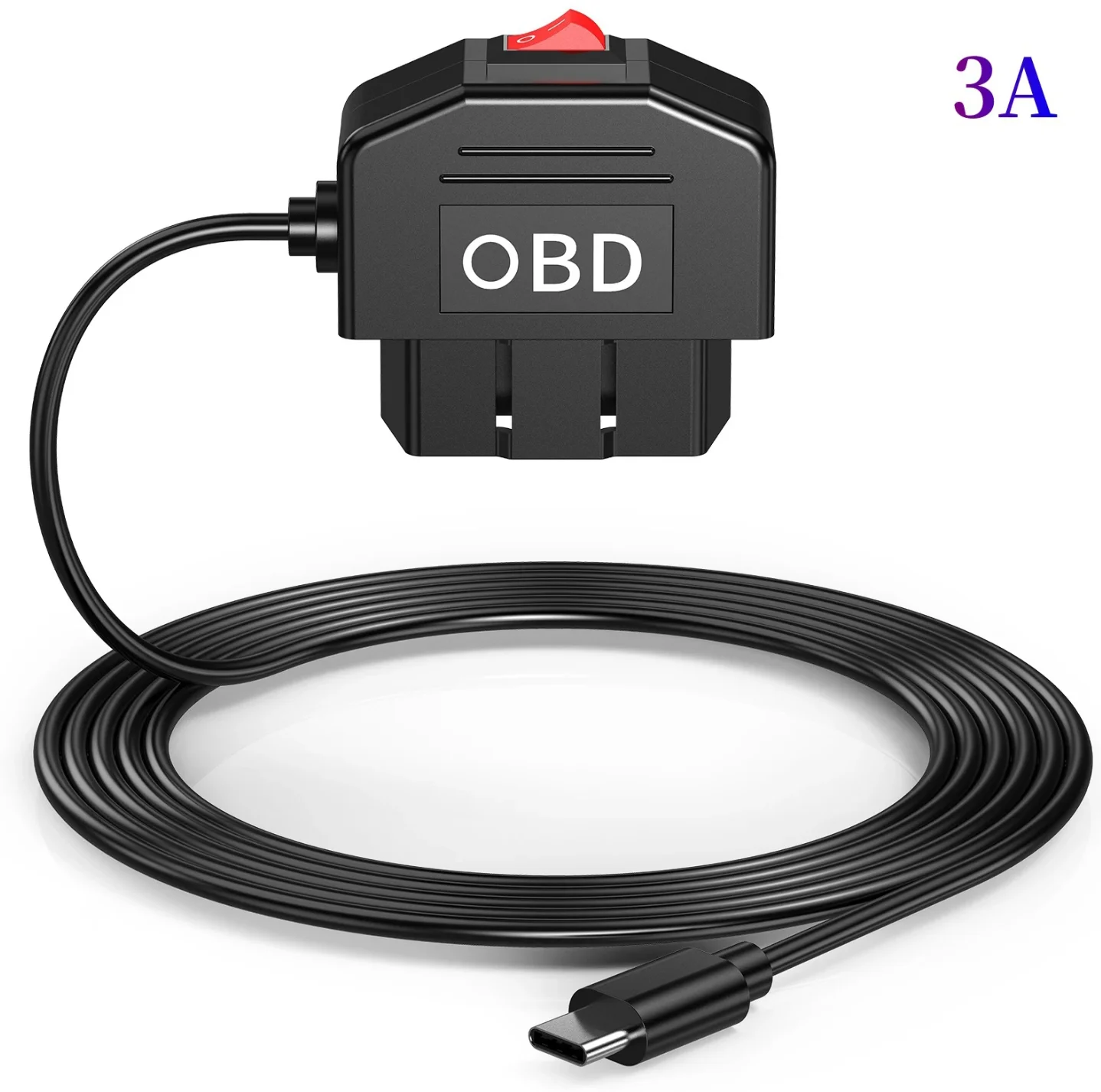 Obd para tipo c carregador cabo de alimentação para câmera traço carro dvr 24h estacionamento acessórios do carro proteção da bateria