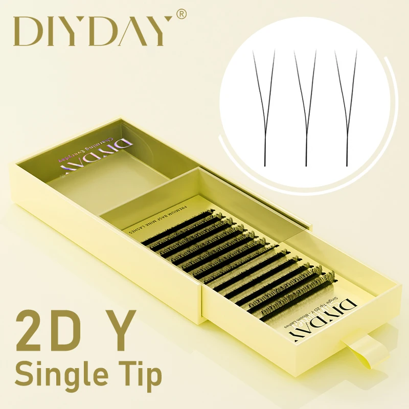 DIYDAY Extensión de pestañas 2D en Y de una sola punta, pestañas postizas de visón más densas y suaves, abanicos prefabricados, pestañas en forma de Y para herramientas de maquillaje