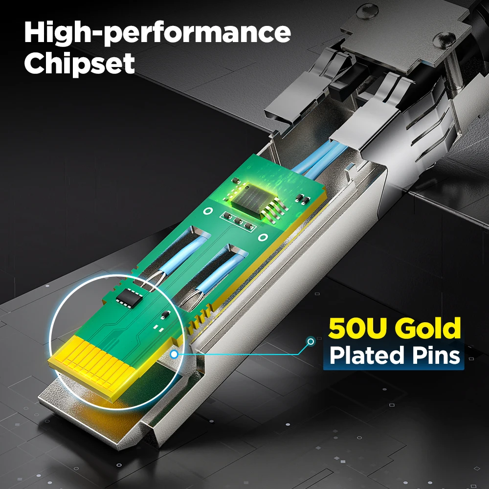 AMPCOM 10G SFP+ DAC Cable de conexión directa de cobre, cable DAC pasivo Twinax para Cisco, Mikrotik, Ubiquiti, Meraki
