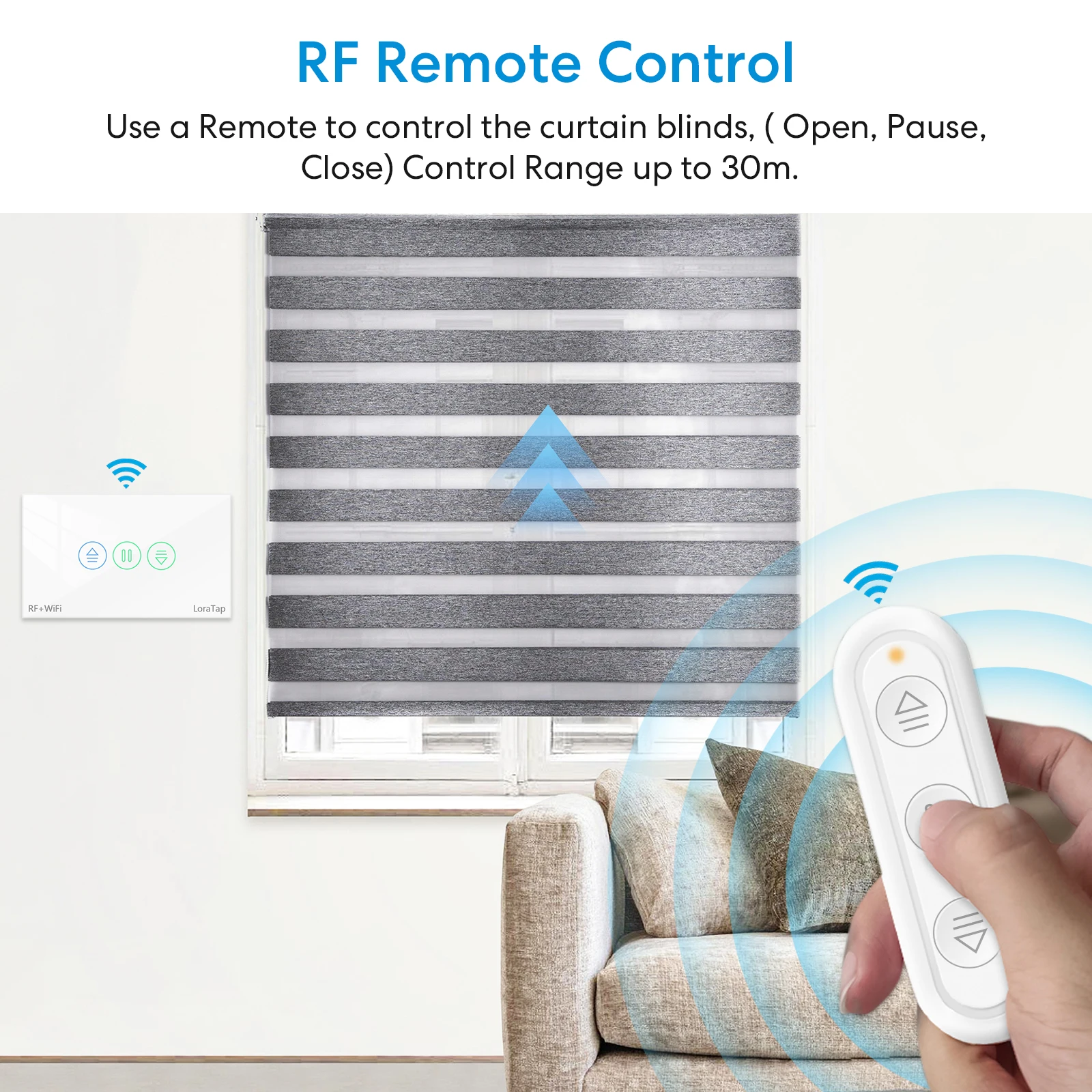 Interruptor de Control remoto para persiana enrollable de motor, RF, WiFi, App, temporizador, Tuya Smart Life, Alexa y Google Home