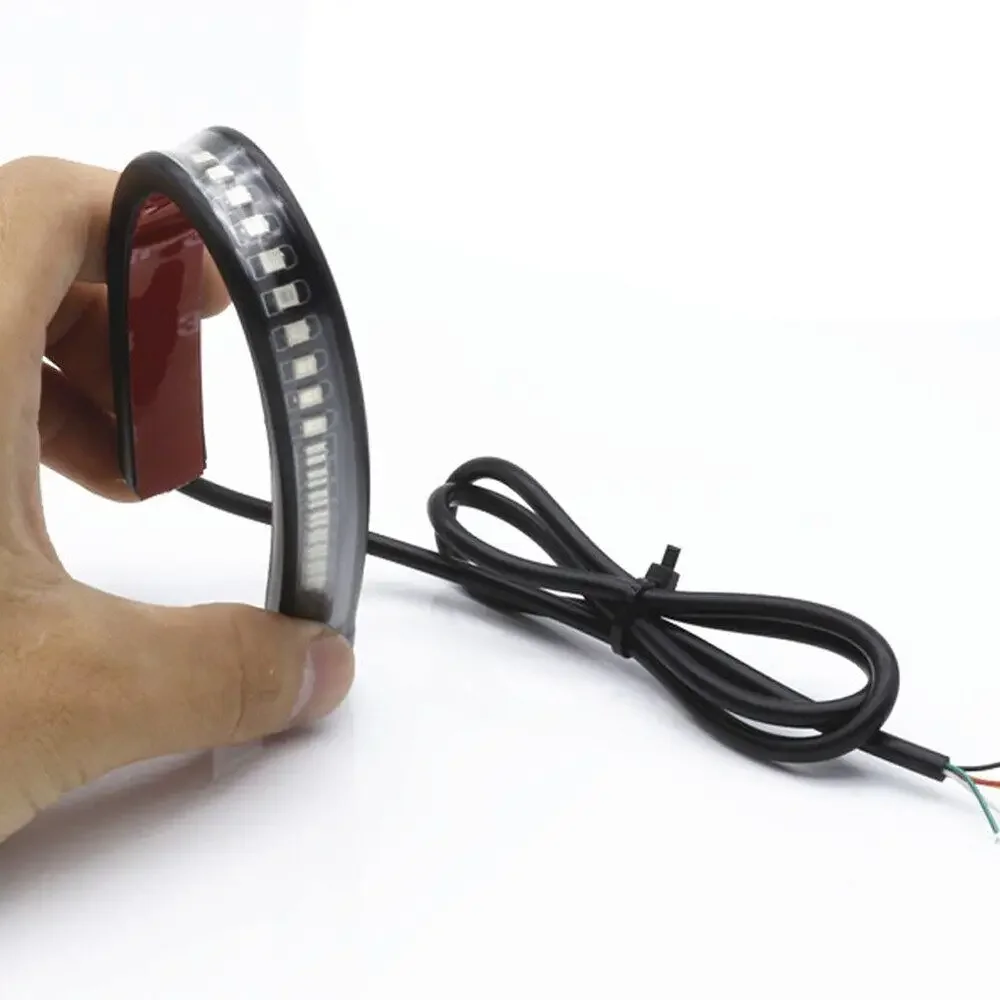 1pc luz de tira para motocicleta flexível 48 led luz da cauda sinal volta dupla cor freio traseiro parar lâmpada