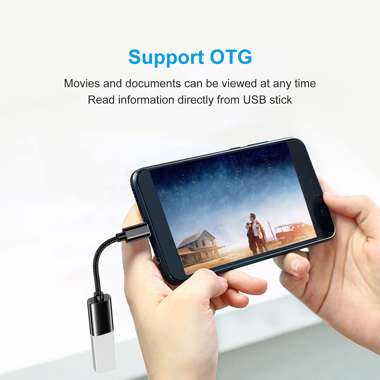 USB-C to USB Adapter, USB-C Male to USB Female OTG Data Cable, Suitable for MacBook Pro/Air, iPhone 16 Pro Max/16 Plus/16e/15
