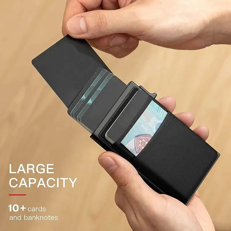 2025 Men Anti Rfid Blocking Protected Magic ID Credit Bank Card Holder Case Wallet Metal Thin Slim Minimalist Small Metal Wallet