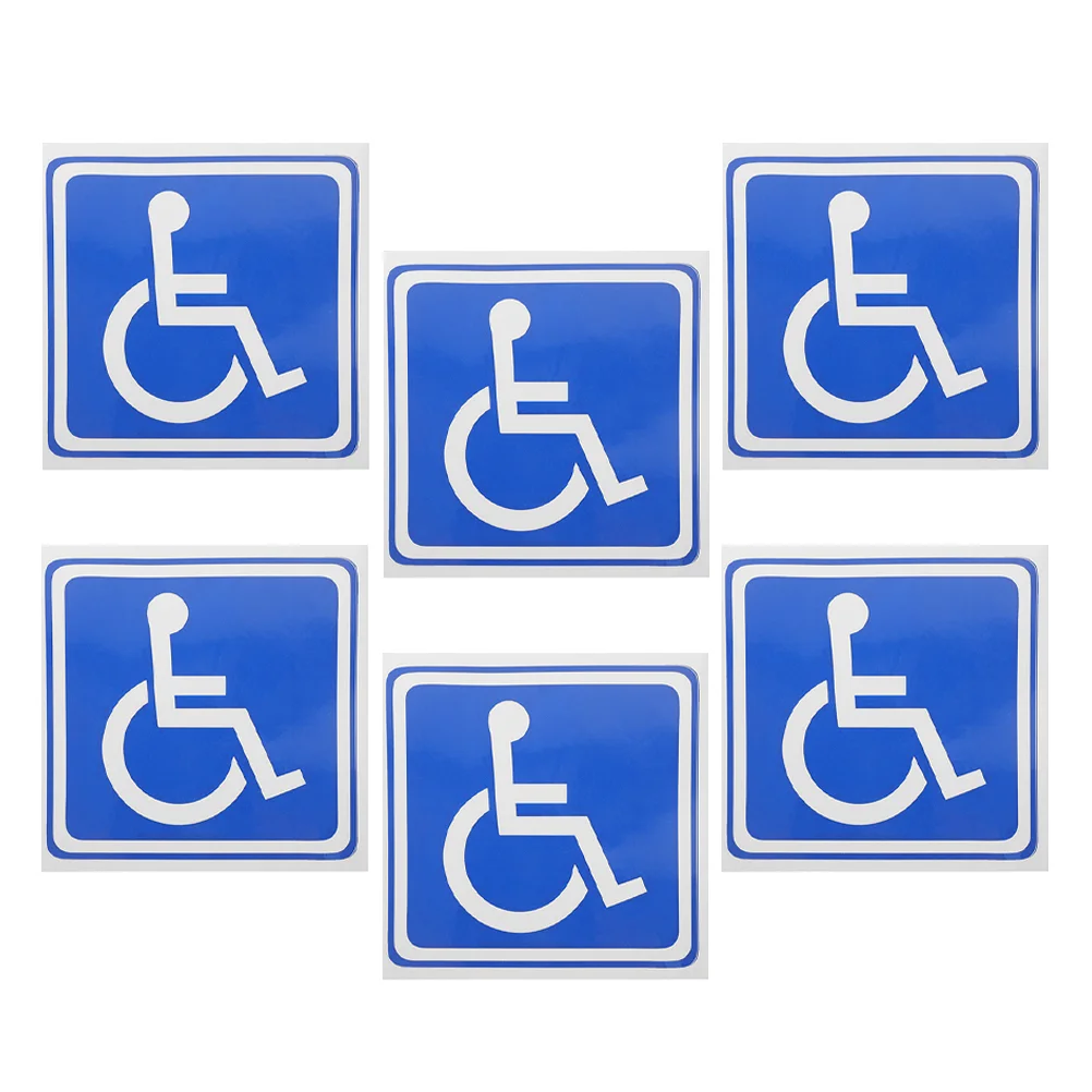 6-teilige Aufkleber mit Rollstuhl-Symbol für Behinderte, Parkschilder, Behinderte, Anhänger, Autofensterdekorationen, Verkehrssignal, Verkehrssicherheit