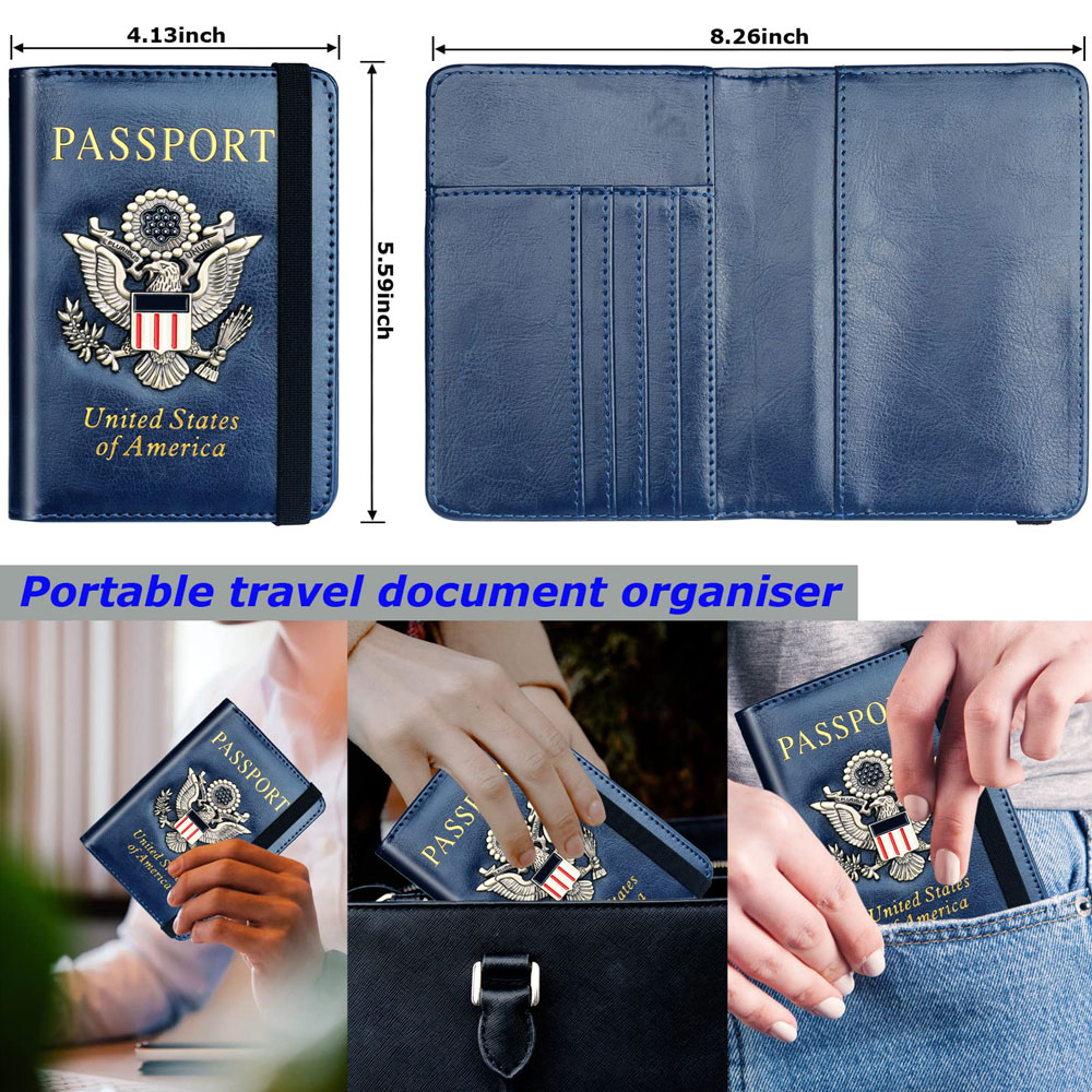 Porta-passaporte personalizado carteira para homens mulheres rfid eua capa de passaporte caso de couro à prova dwaterproof água passaporte livro protetor slot para cartão