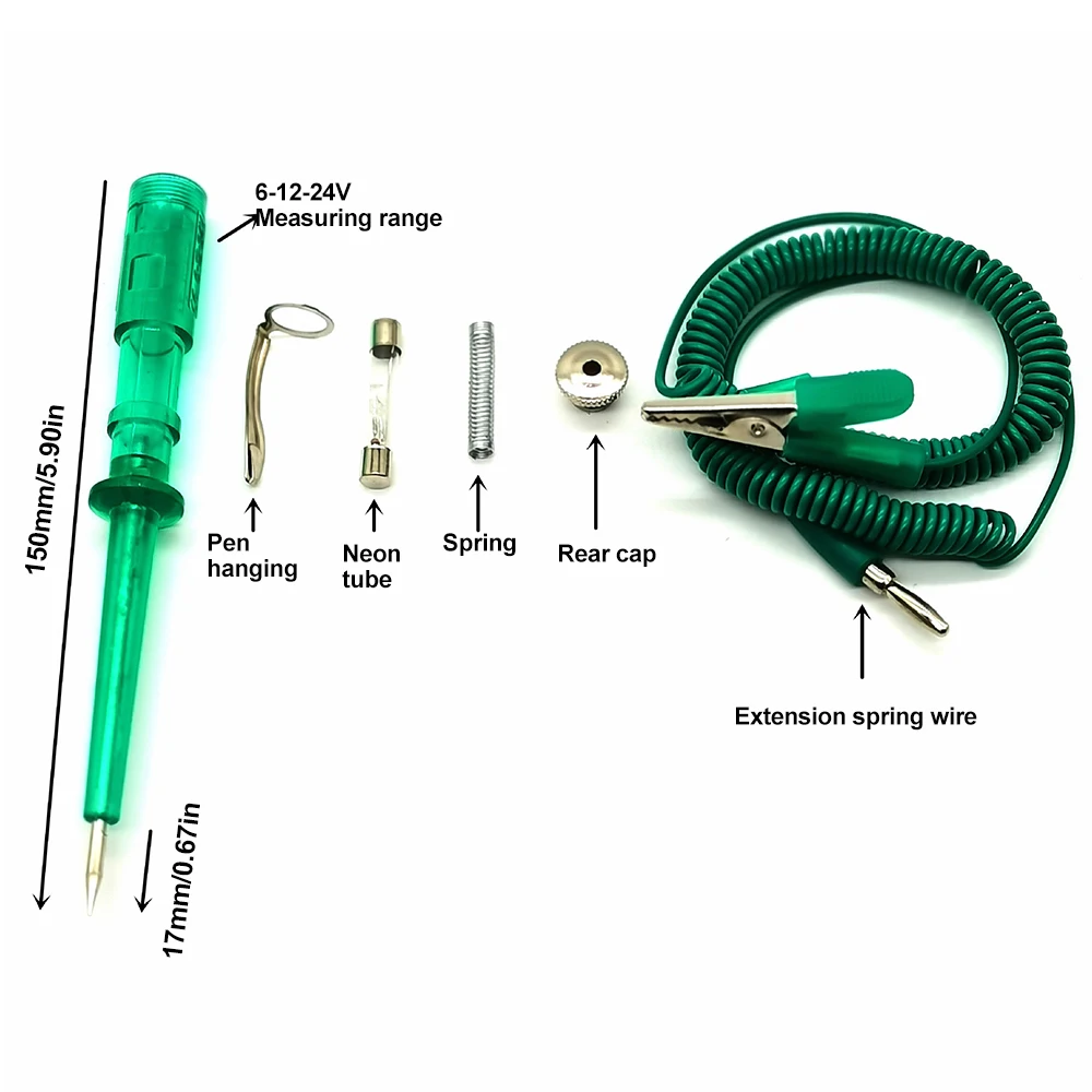 Probador de circuito automático de alta calidad, probador de voltaje de camión, circuito DC 6V 12V 24V, probador de circuito automático, pluma de prueba de sonda de diagnóstico automático