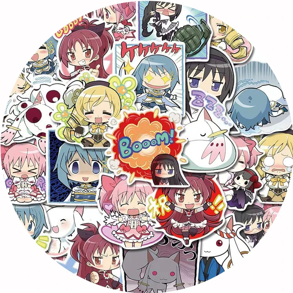 10/30/48 pçs kawaii anime puella magi madoka magica adesivos kaname madoka akemi homura decalques dos desenhos animados brinquedos diy capa de telefone portátil