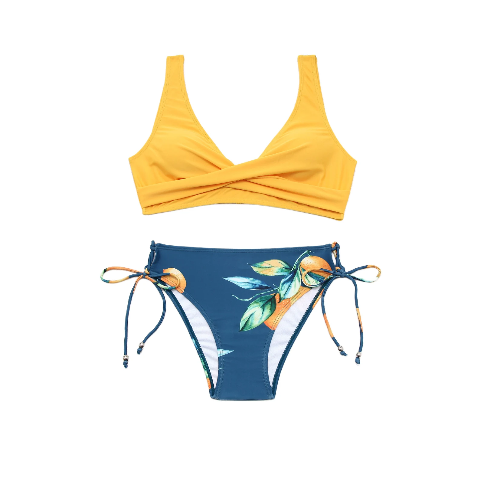 Sexy Bikini ensemble femmes Biquini maillots de bain col en v Push Up deux pièces maillot de bain fleuri maillots de bain femme maillots de bain maillots de bain