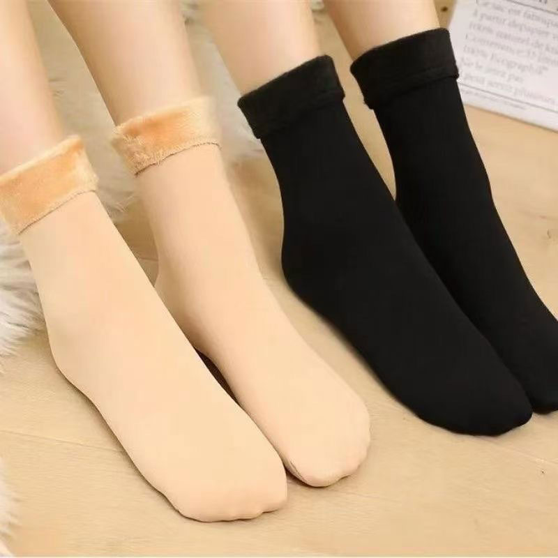2 paia di calzini da donna in tinta unita da uomo autunno e inverno calzini da neve a tubo medio caldi in peluche ispessito