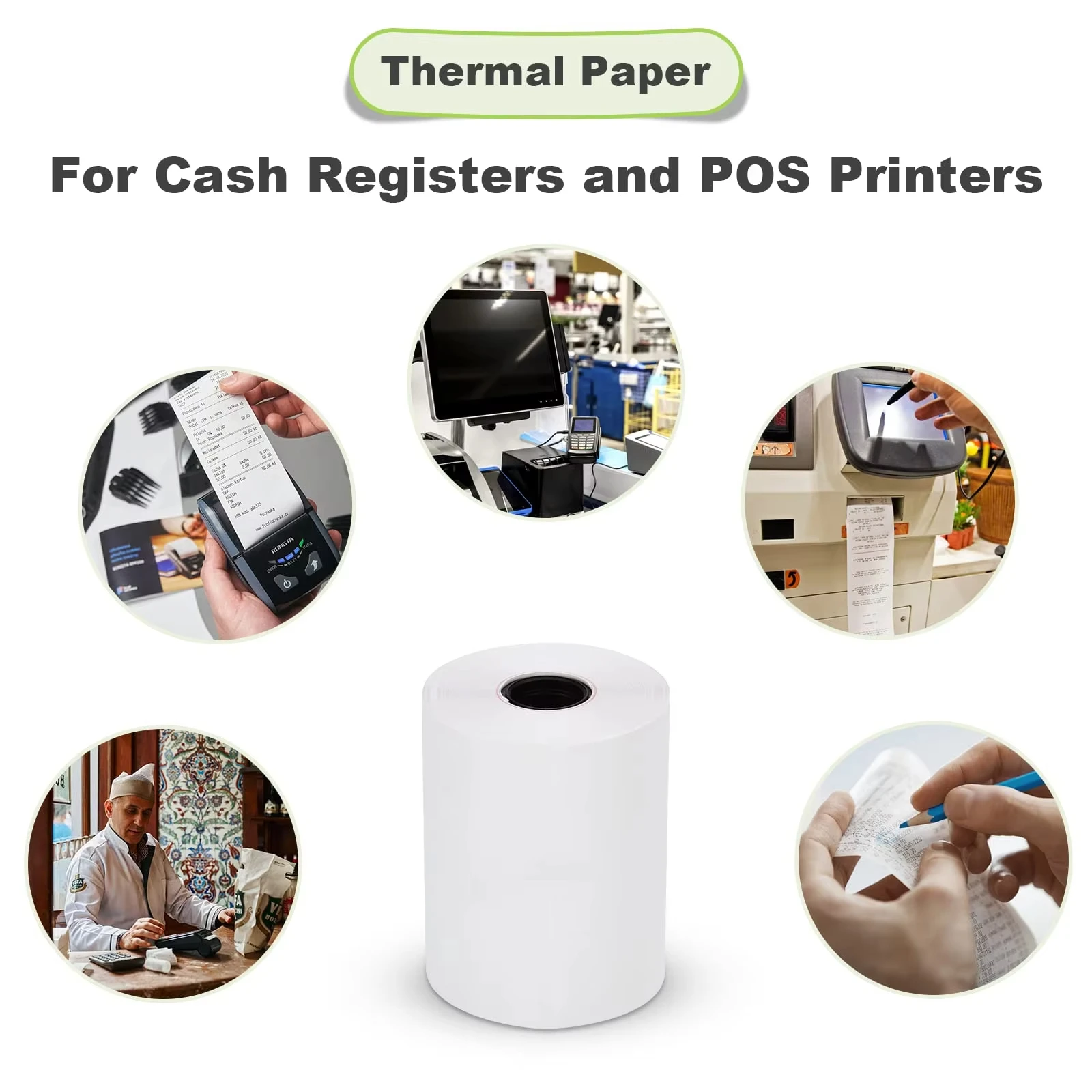Bulk 57x40mm Thermal Cash Register Rolls - High-Quality POS Printer Paper for Supermarkets
