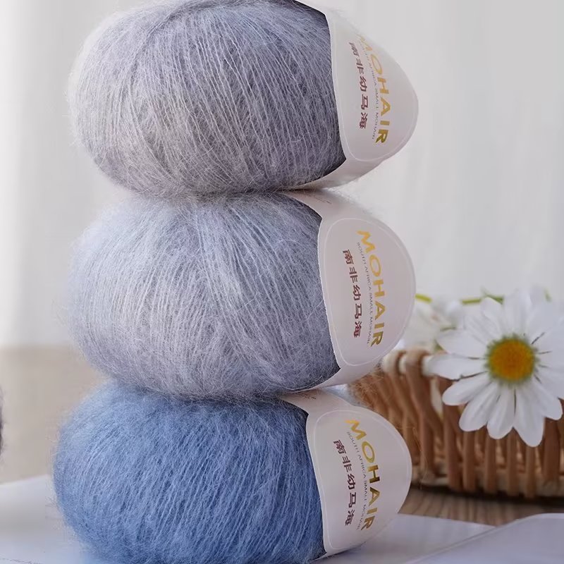 Hilo de Mohair de alta calidad de 25g, hilo de ganchillo de Mohair ecológico suave y agradable para la piel de alto contenido para chal de ganchillo, tela para suéter