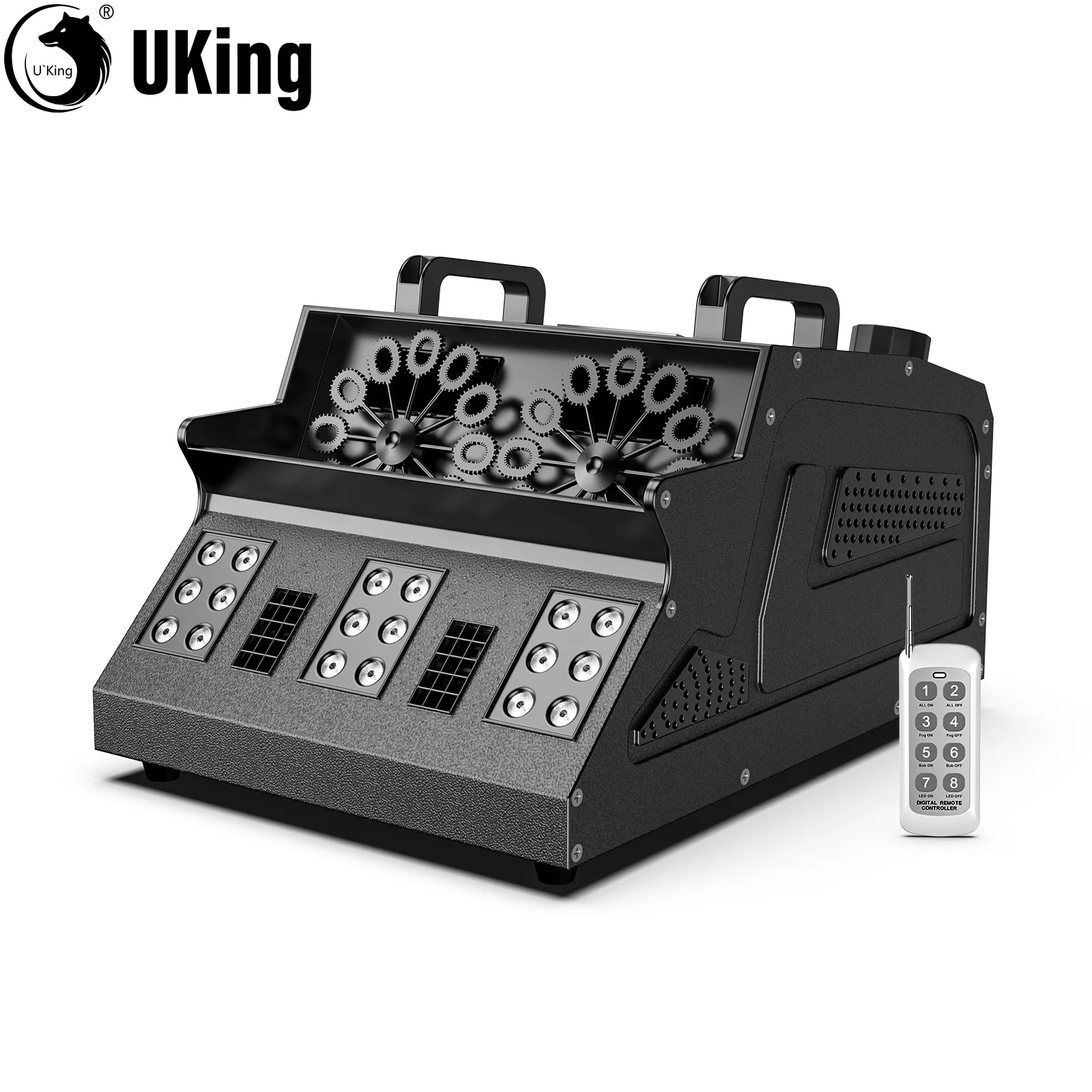 U'King 1500W Smoke Bubble Machine 8 RGB 3IN1 LED Bubble Fog Machine DMX Bubble Fogger Stage Light For DJ Halloween Party Wedding