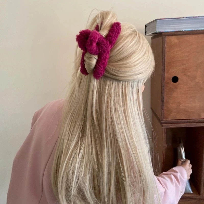 新しい 14 センチメートルエレガントなぬいぐるみヘアクリップ爪韓国ファッション特大模造ウサギぬいぐるみグラブ Cawl クリップガールヘアアクセサリー