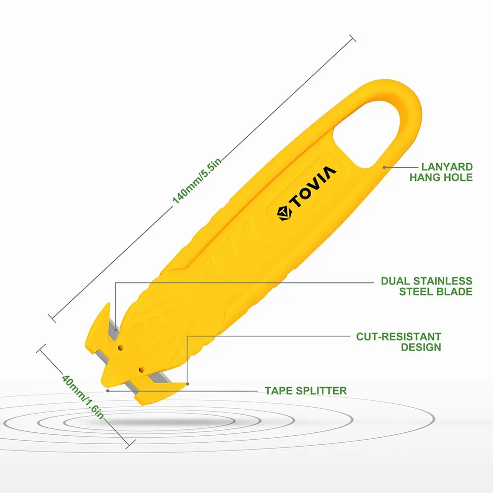 T TOVIA Apriscatole Lama a doppia faccia Taglierina per cassetta di sicurezza Coltello multiuso Nastro per pacchetti Strumenti per coltelli di sicurezza per ufficio domestico