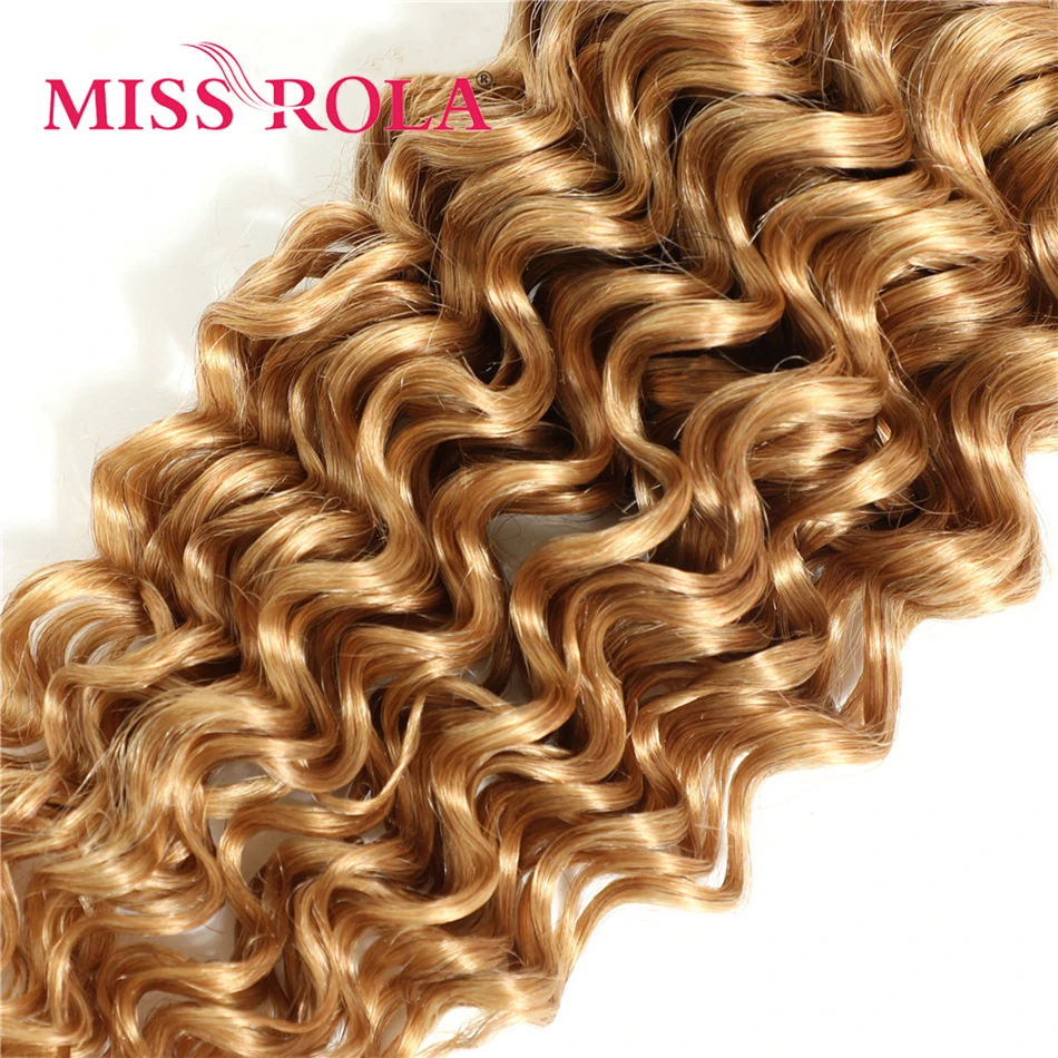 Miss Rola-Brazilian Deep Wave Pacotes de cabelo humano, Extensões de cabelo Remy, Tramas duplas, 27 # Blonde, 99J BUG Ombre, 1 pacote, 3 pacotes, 4 pacotes