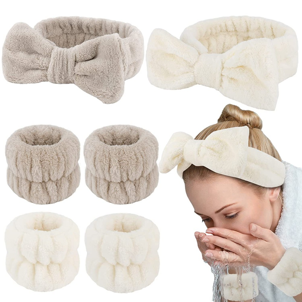 3 pezzi Spa fascia da polso per lavare il viso asciugamano da trucco in microfibra fasce per capelli Washband Scrunchies fascia da polso assorbente