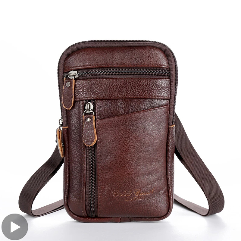 Kreuz Schulter Echtes Leder Tasche Mann Handtasche Für Männer Gürtel Tasche Taille Fanny Pack Männlich Bum Känguru Hüfte Sack Bauch Banane