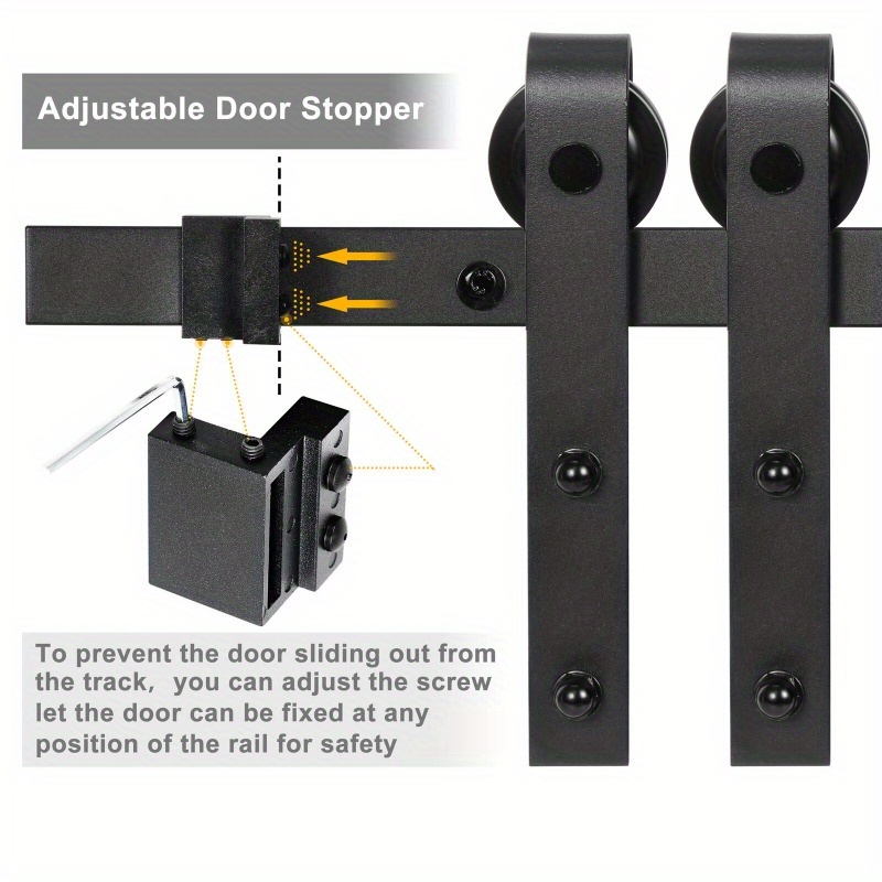6.6 FT Sliding Barn Door Hardware Kit Wood Modern Hang Style Track Rail Black