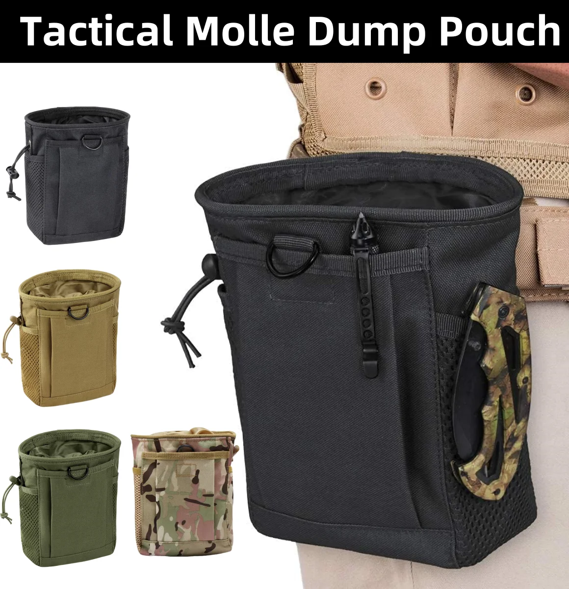 Outdoor Molle coulisse Magazine Dump Pouch cintura di utilità regolabile Fanny Hip Holster Bag Outdoor Ammo Storage Pack