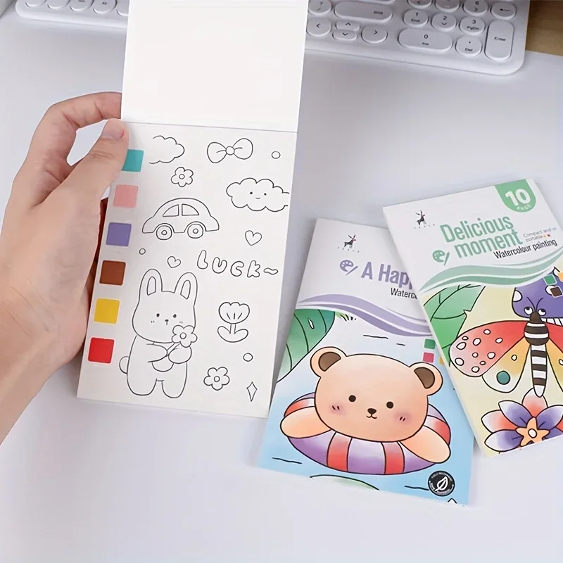 สมุดวาดภาพสีน้ำพร้อมหนังสือ 1 เล่ม 1 ปากกาผงน้ำกราฟฟิตี้วาดภาพสีภาพระบายสีกระดาษวาดภาพ
