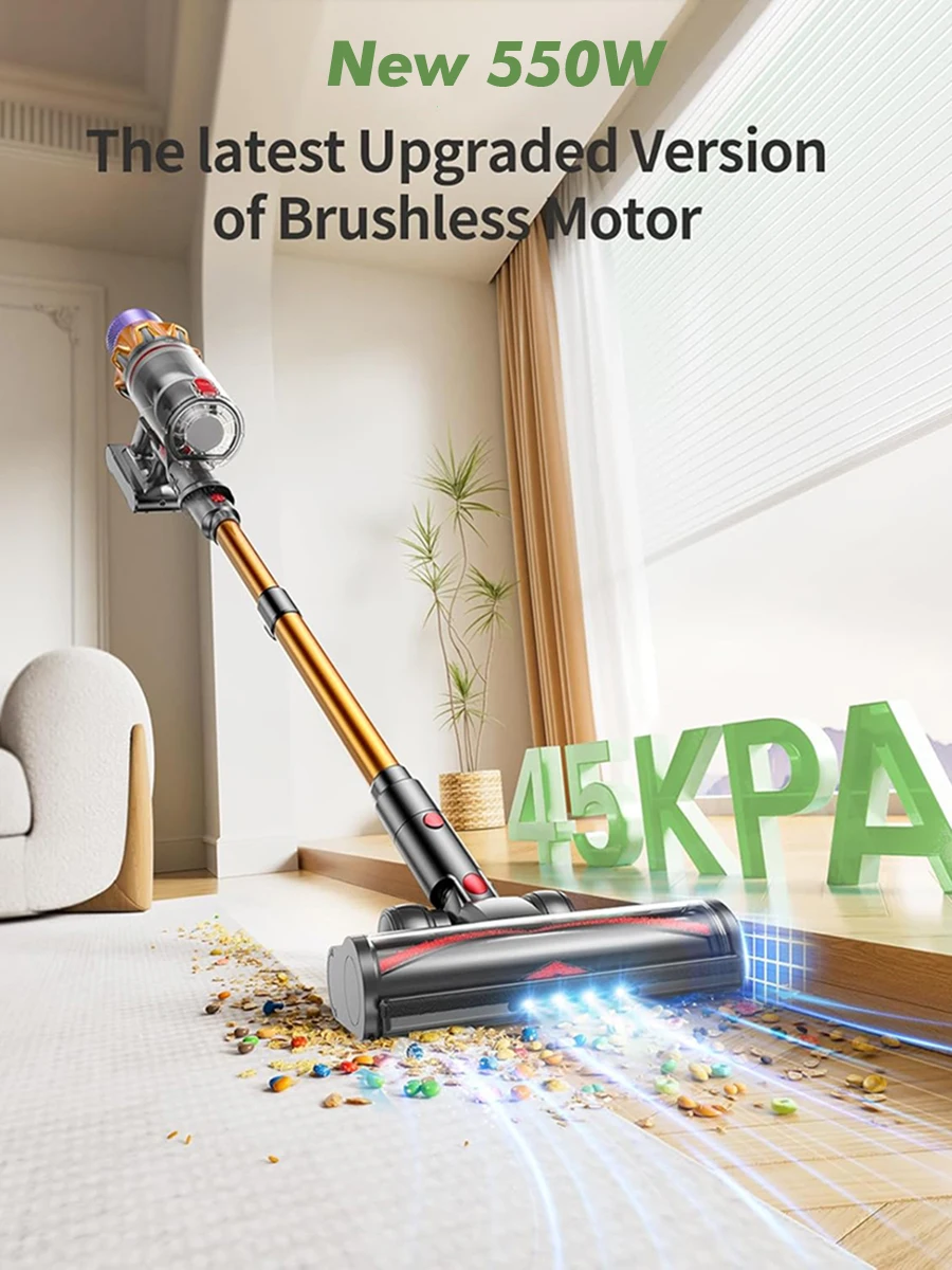 V18 aspirateur portatif 45kpa 550w puissance 6 en 1 aspirateur sans fil Smart Home LED affichage balayeuse portative