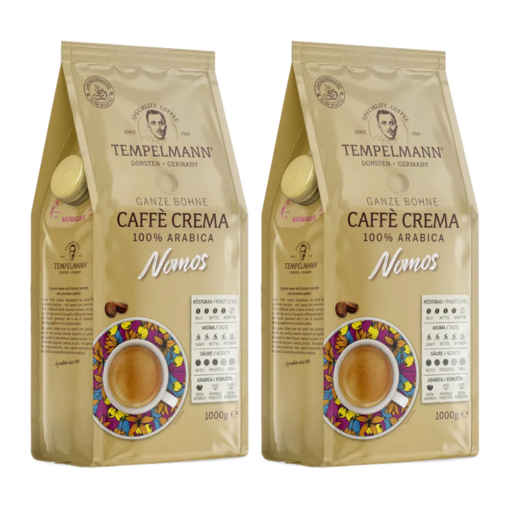 2x Kawa ziarnista TEMPELMANN Nomos Crema 1kg
