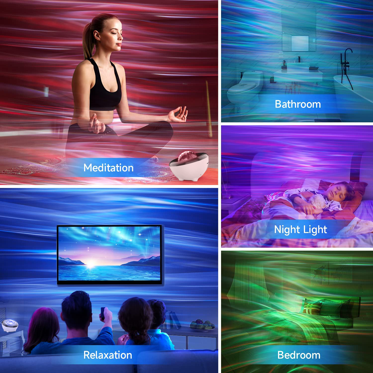 Projecteur d'étoiles LED Aurora, haut-parleur Bluetooth, veilleuse, bruit blanc, galaxie, pour chambre à coucher, décoration d'enfants, maison