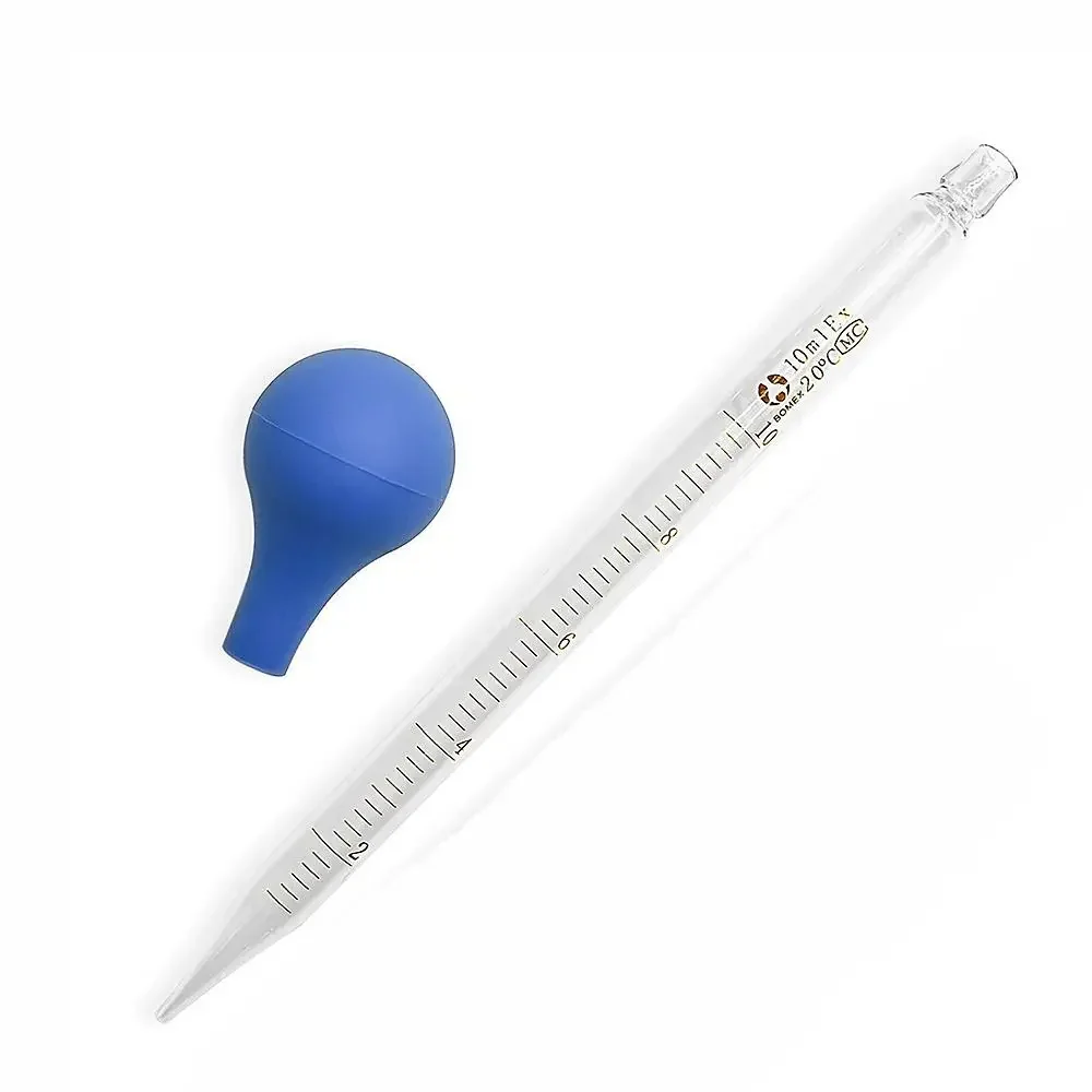 Pipetta graduata in vetro trasparente da 2 pezzi con spazzola per pulizia da 1 pezzo Pipetta cadente per misurazione Pipette cadenti da 10 ml