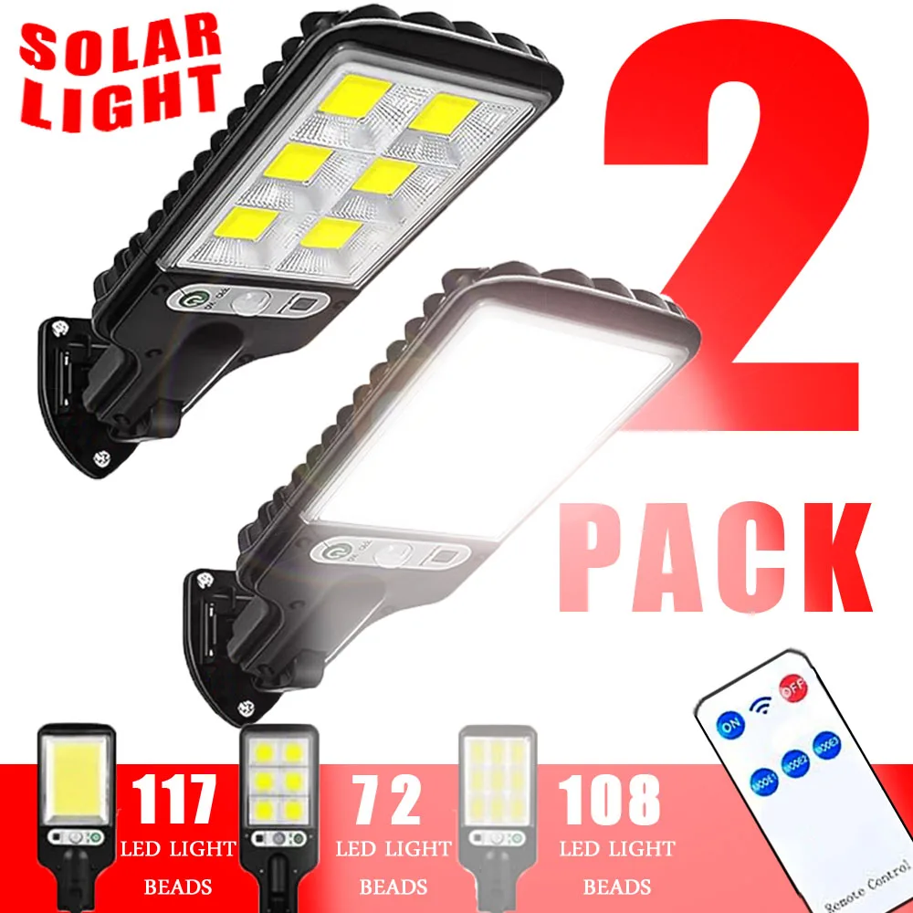 108 luzes solares led ao ar livre com 3 modos à prova dwaterproof água sensor de movimento iluminação segurança led lâmpada rua parede para jardim pátio caminho