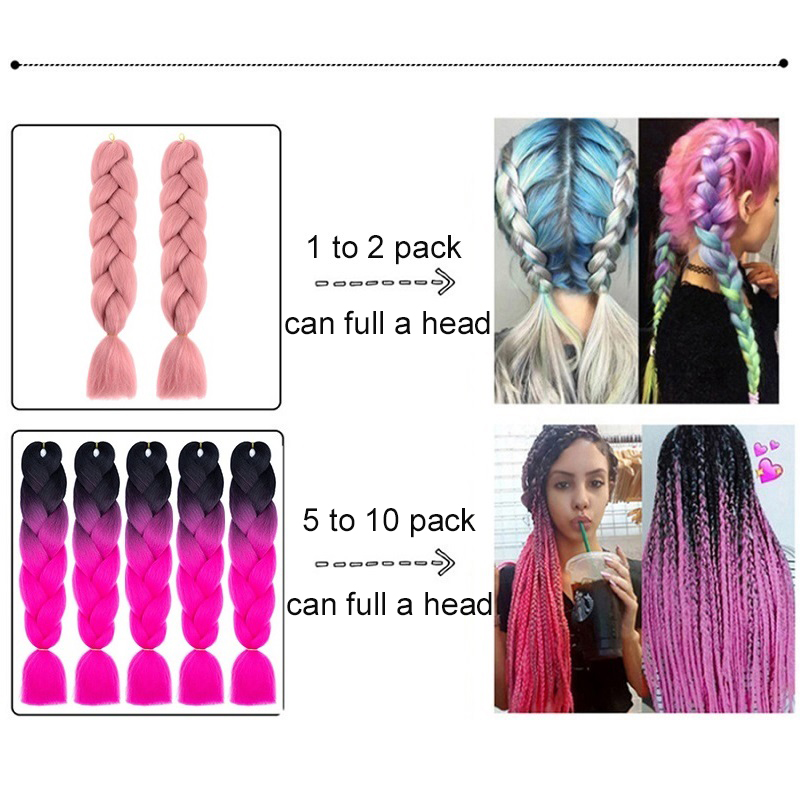 24 インチ合成焼き三つ編みヘアオンブル編みヘアジャンボ三つ編み DIY グリーンヘアエクステンション女性のための