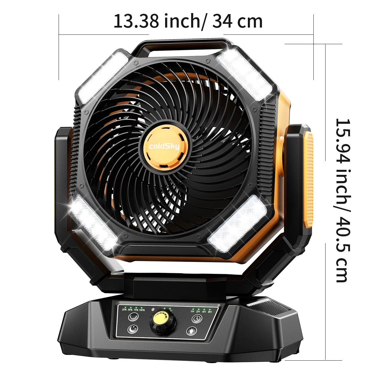 40000 mAh batteriebetriebener Ventilator, tragbarer Campingventilator mit 4 LED-Laterne, 8 Geschwindigkeiten, Schreibtischventilator, Fernbedienung, tragbarer wiederaufladbarer Außenventilator