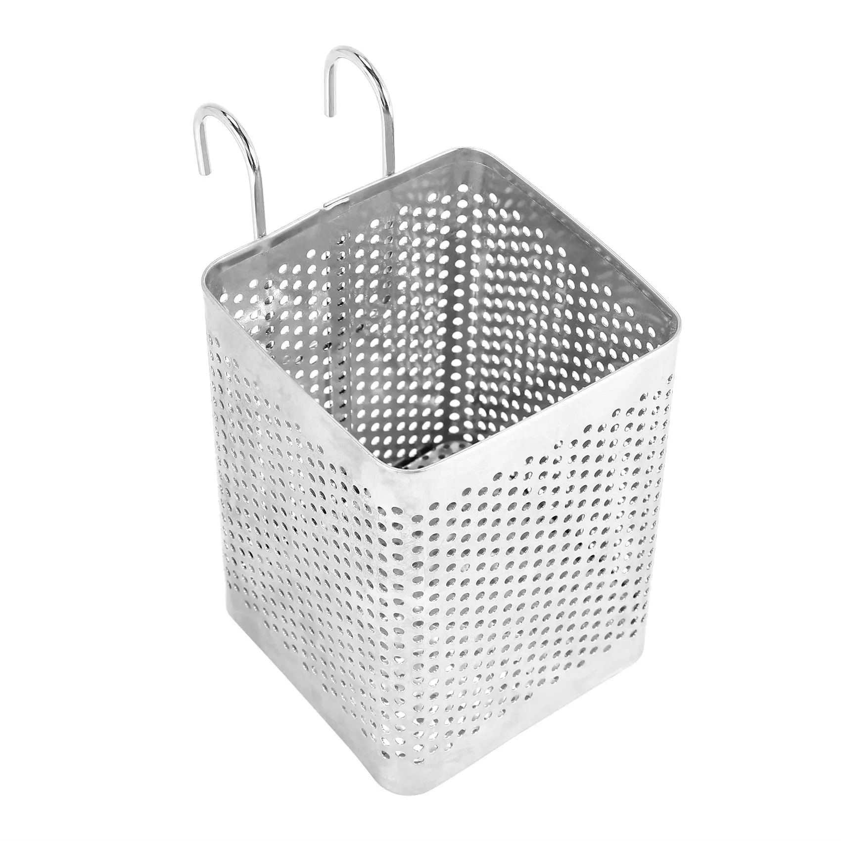 BABQ Porta bacchette in acciaio inossidabile Posate sospese Cestino per asciugare Stoviglie Scolapiatti con ganci Utensile da cucina(B)