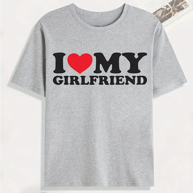 T-shirt con stampa I Love My Girlfriend T-shirt da uomo T-shirt da jogging allentata casual a maniche corte per top sportivi primaverili estivi