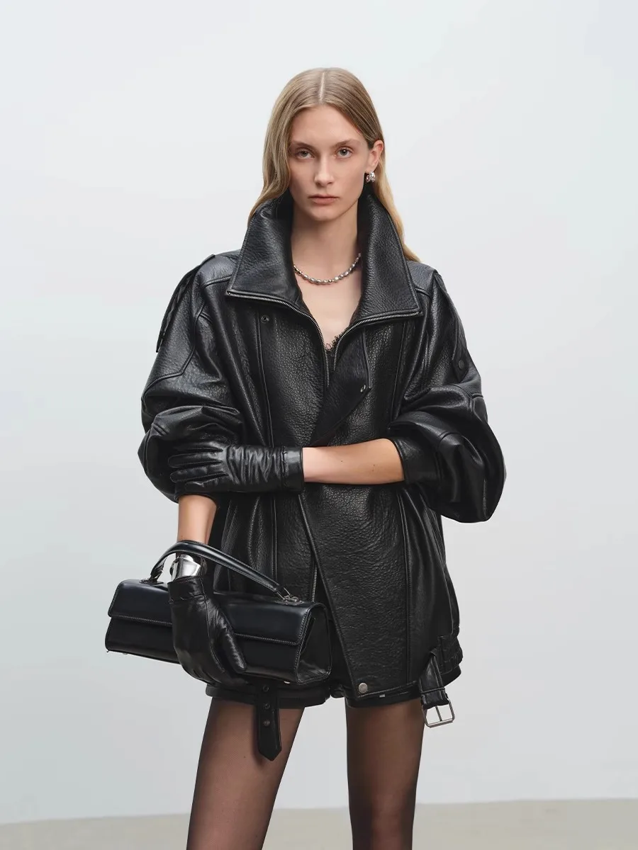Mauroicardi Lente Oversized Zwarte Zachte Pu Leren Jas Mannen Lange Mouw Riem Luxe Designer Europese Mode Kleding 2025