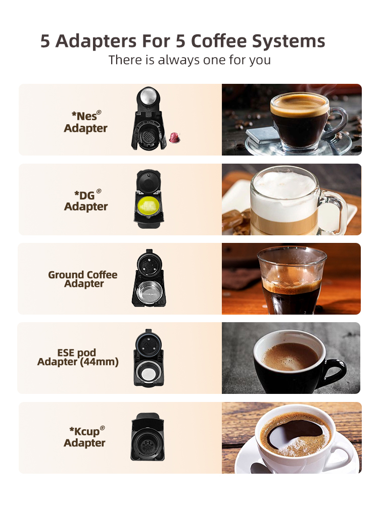 Máquina de café de cápsulas múltiples HiBREW, leche Dolce Gusto caliente/fría Nespresso cápsula ESE cápsula café molido cafetería 20Bar 5 en 1