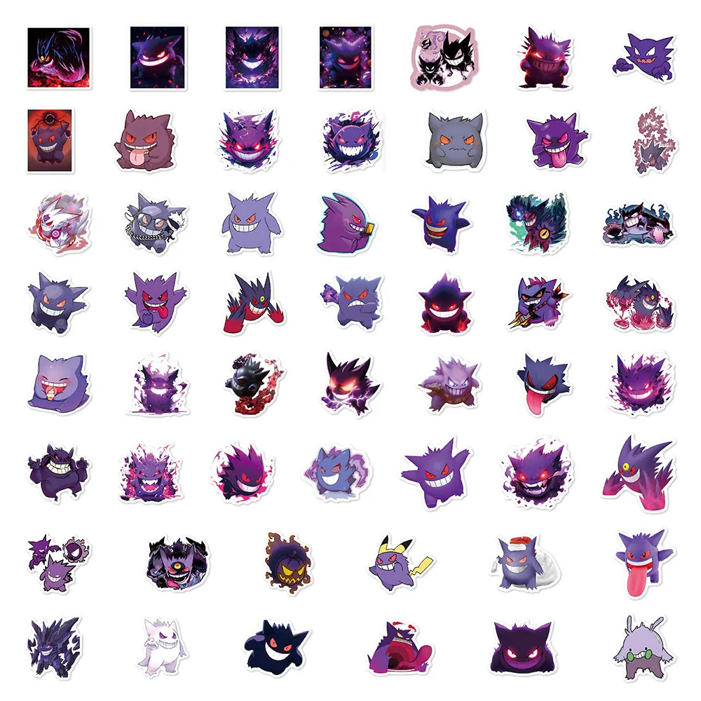 50PCS 귀여운 포켓몬 Gengar 만화 스티커 데칼 DIY 장식 노트북 전화 가방 노트북 냉장고 Kawaii 낙서 장난감