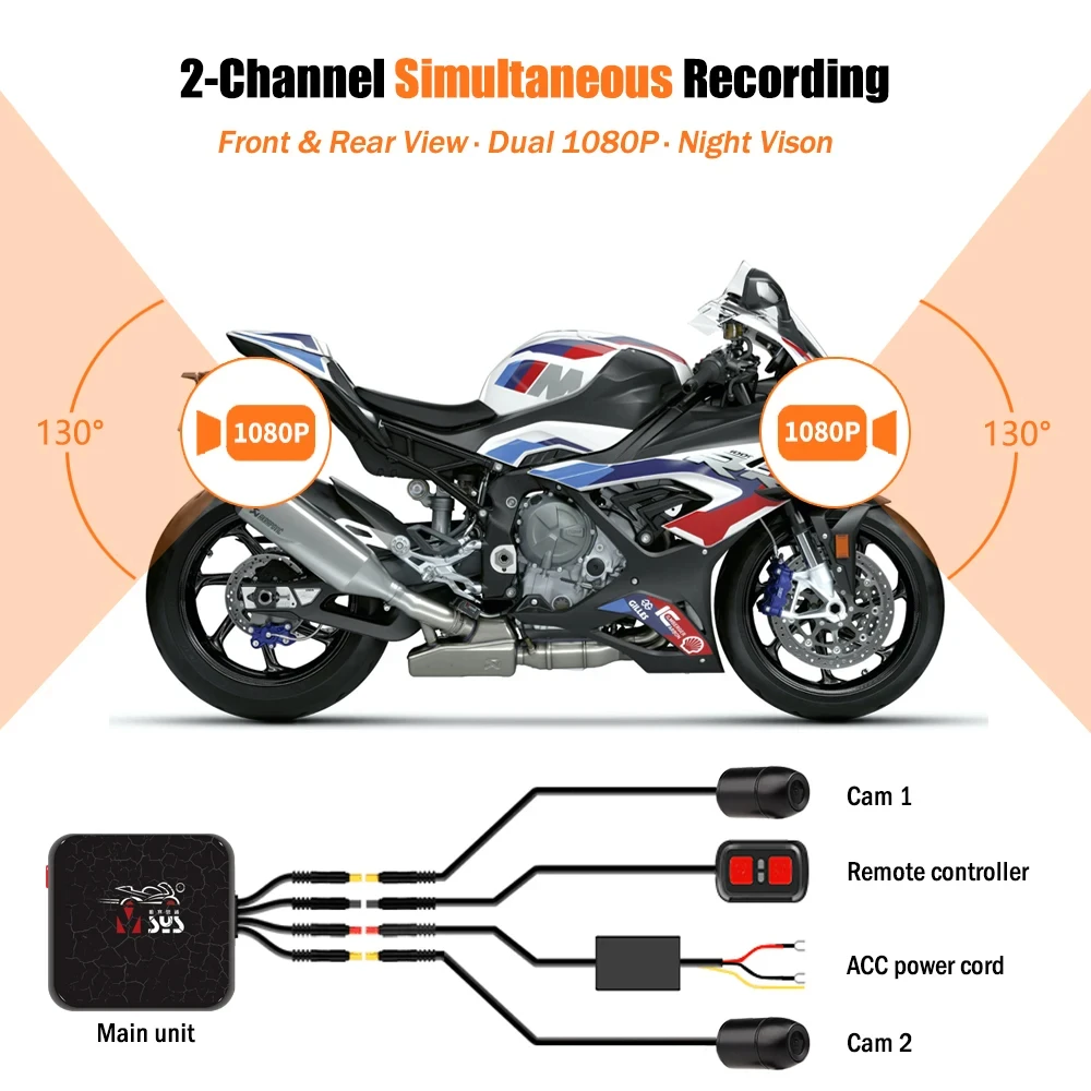 VSYS D6RL D6WL デュアル 1080P オートバイ DVR WiFi フロント & リア防水カメラレコーダーオートバイダッシュカムバイクブラックボックス